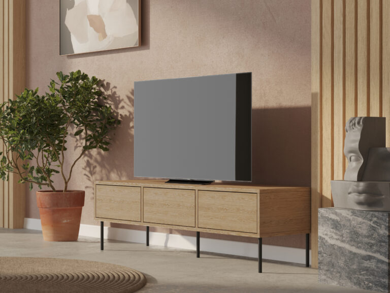 Meuble TV en chêne 150 cm, style loft