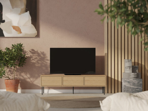Meuble TV en chêne 150 cm, style loft
