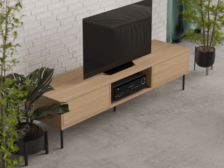 Meuble TV minimaliste en chêne 180 cm