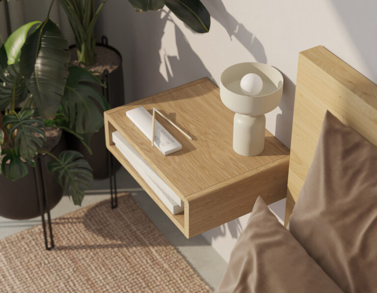 Table de chevet suspendue minimaliste avec niche
