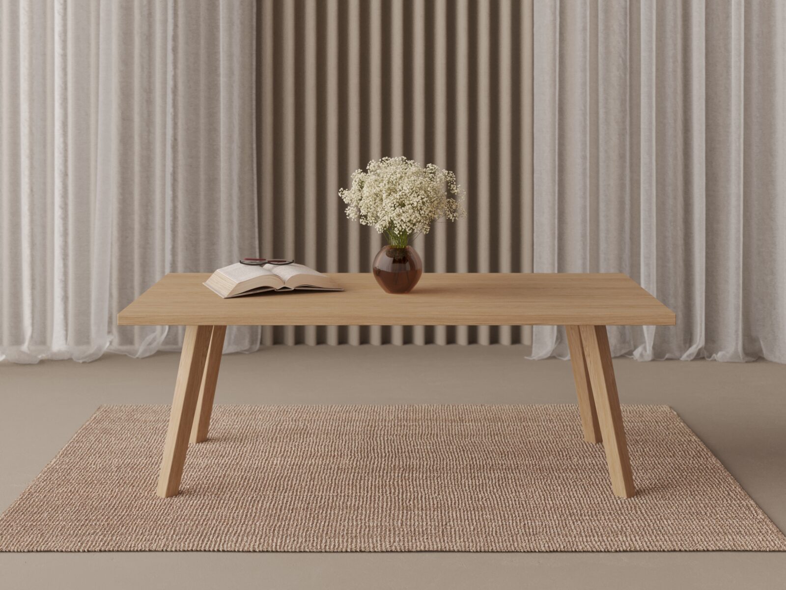 Table basse rectangulaire en bois 90 à 110 cm de large