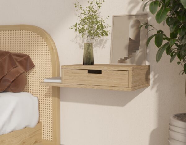 Table de chevet suspendue avec étagère latérale