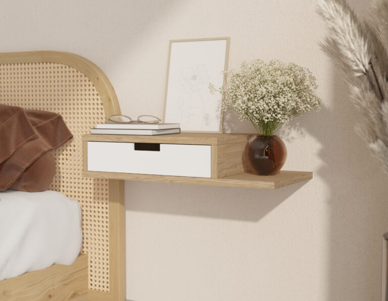 Table de chevet suspendue avec tiroir et niche