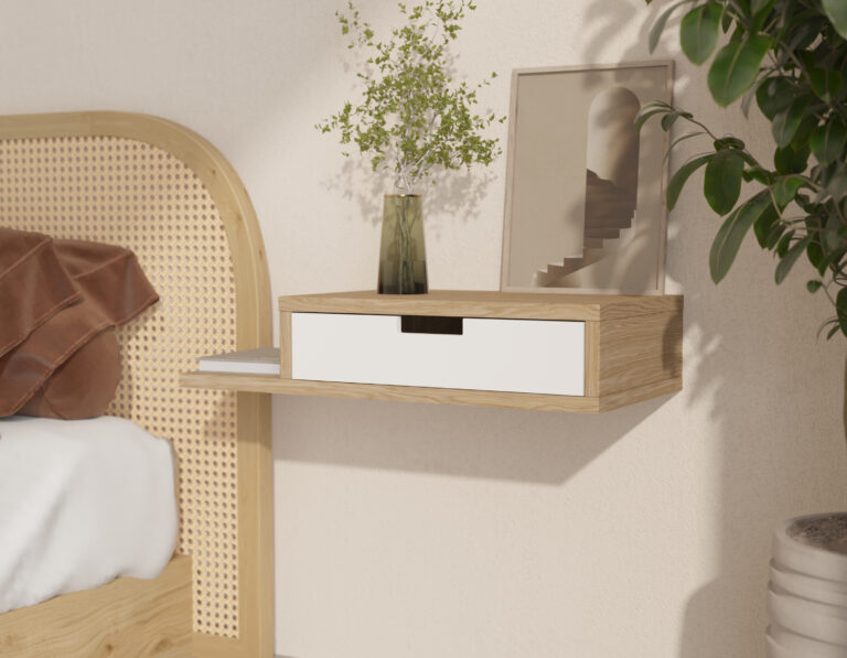 Table de chevet suspendue avec tiroir et niche
