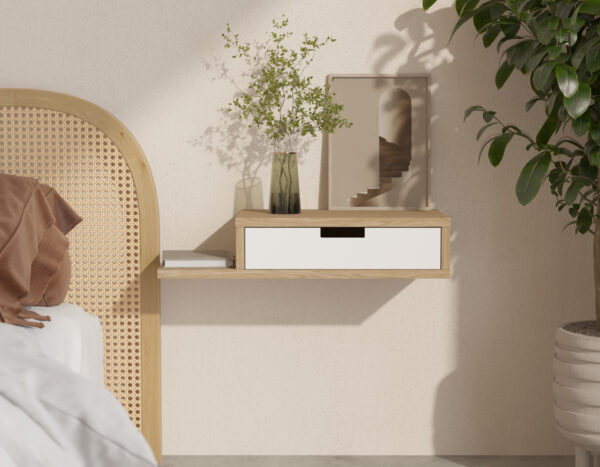 Table de chevet suspendue avec tiroir et niche