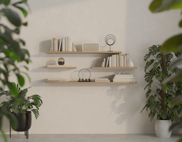 Étagère murale en bois, 40 à 120 cm de largeur, 20 à 25 cm de profondeur