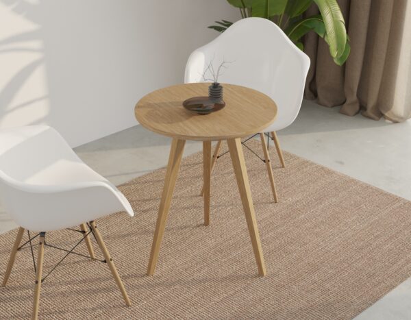 Table d’appoint ronde en chêne massif 60 cm