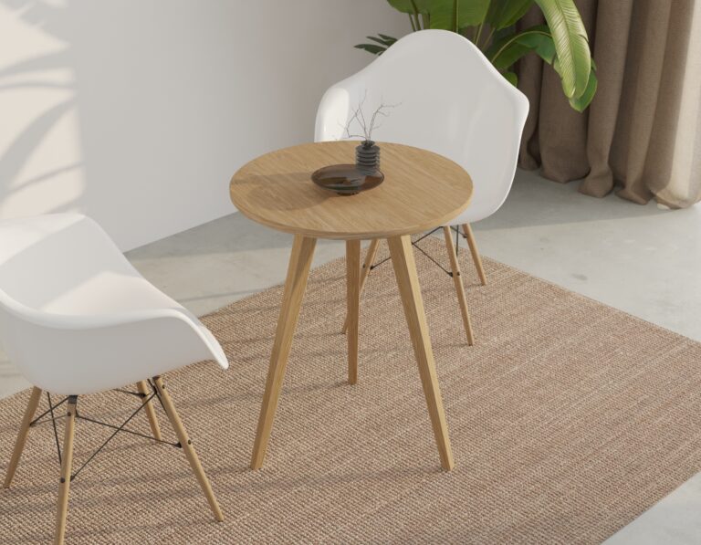 Table d&rsquo;appoint ronde en chêne massif 60 cm