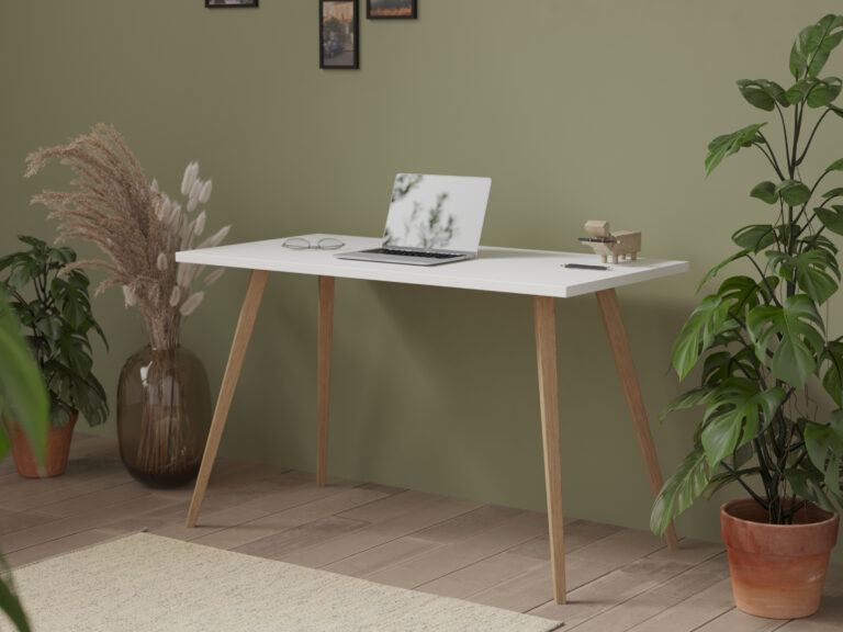 Bureau minimaliste 90 cm avec plateau blanc