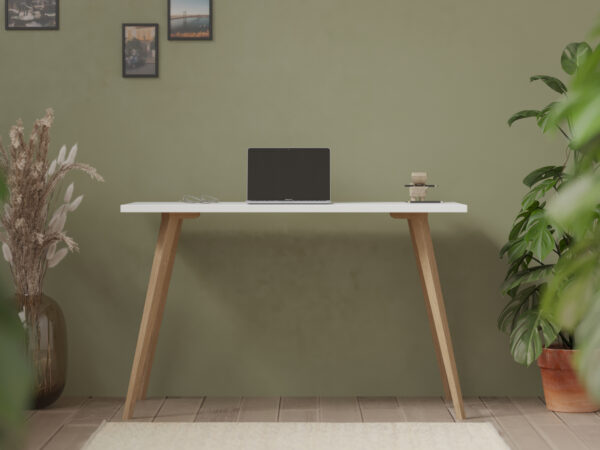 Bureau minimaliste 90 cm avec plateau blanc