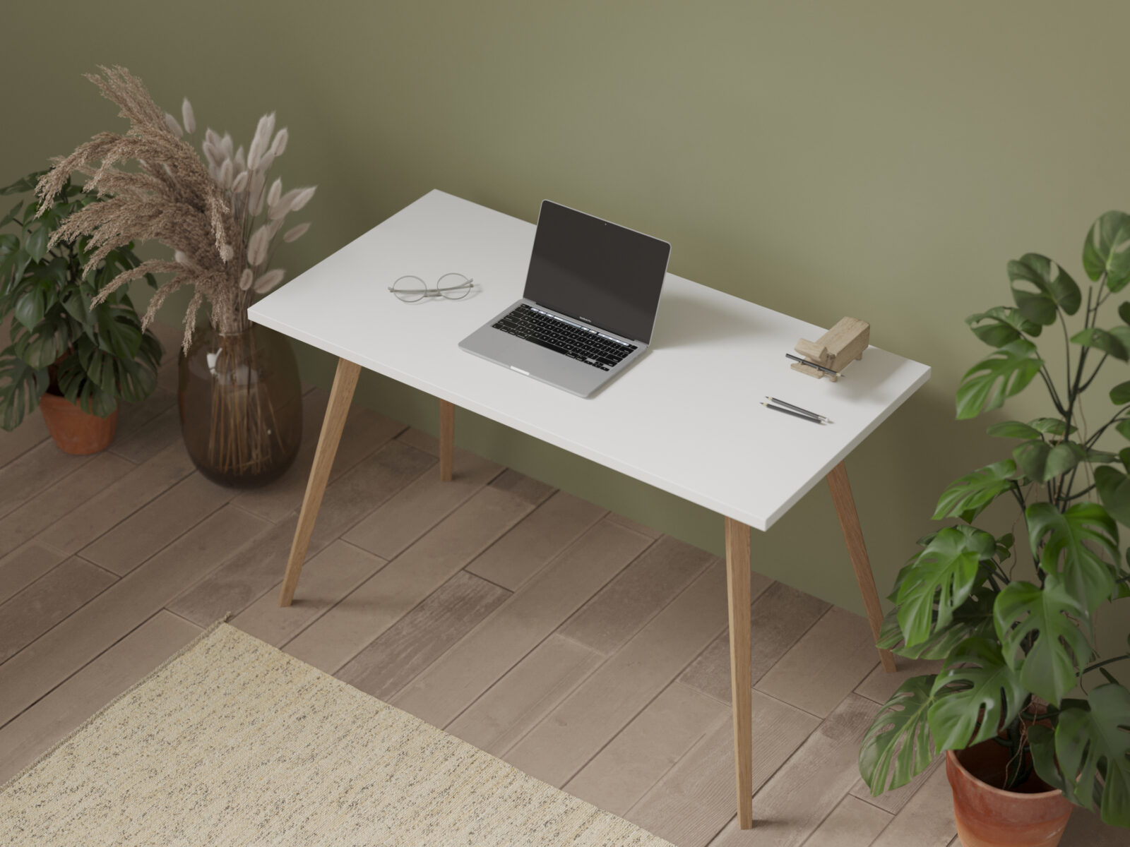 Bureau minimaliste 90 cm avec plateau blanc
