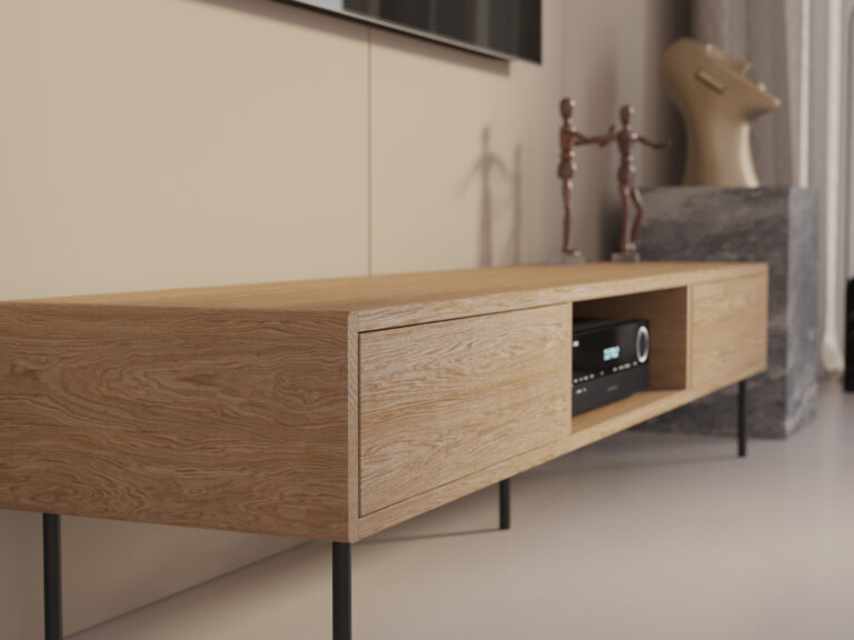 Meuble TV industriel en chêne 200 cm