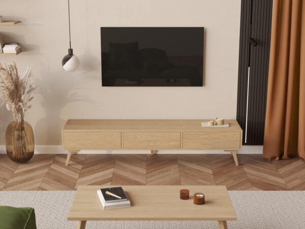 Meuble TV moderne en bois 200 x 45 cm