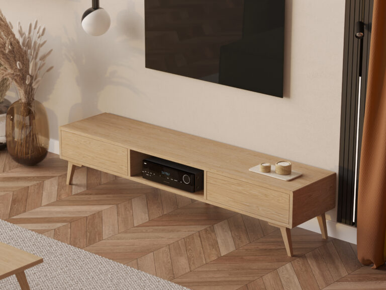 Meuble TV moderne en chêne 200 cm