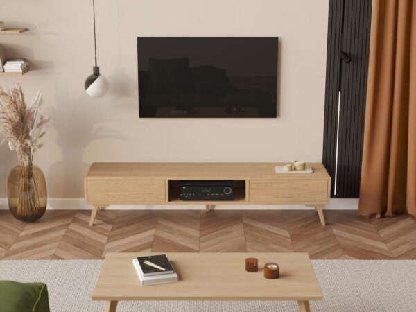 Meuble TV moderne en chêne 200 cm