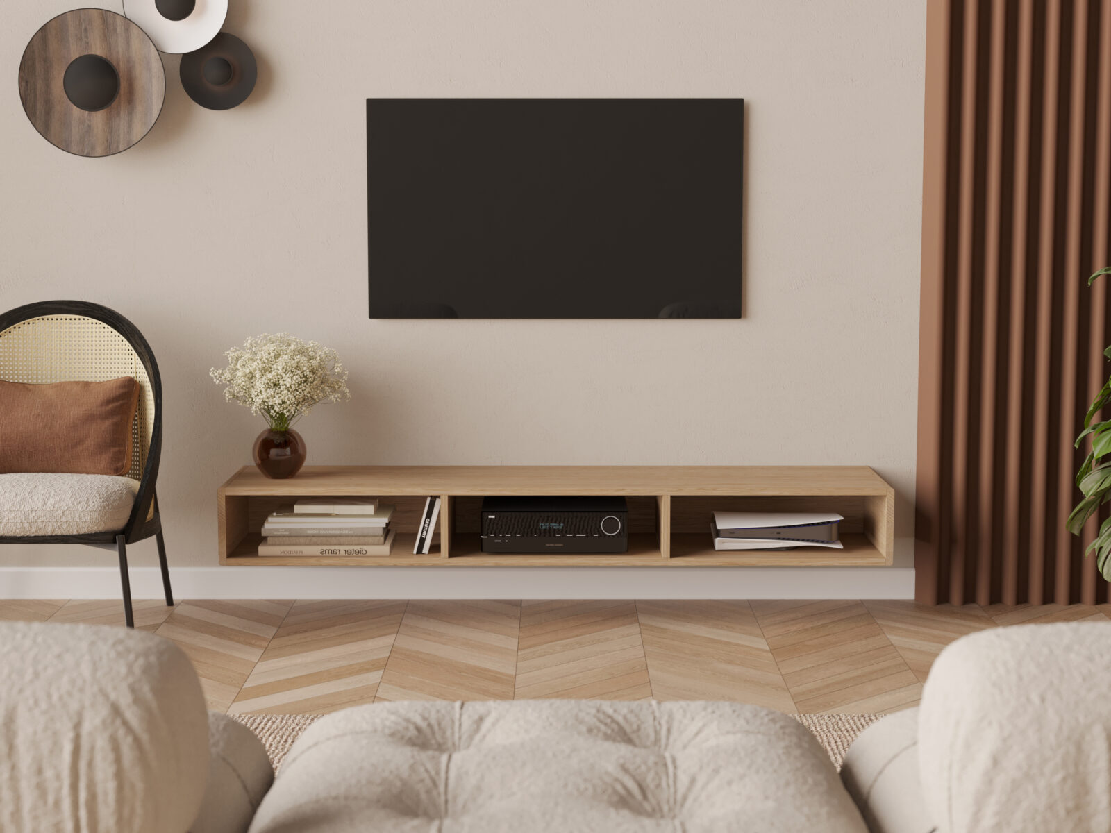 Meuble TV suspendu moderne 200 x 45 cm