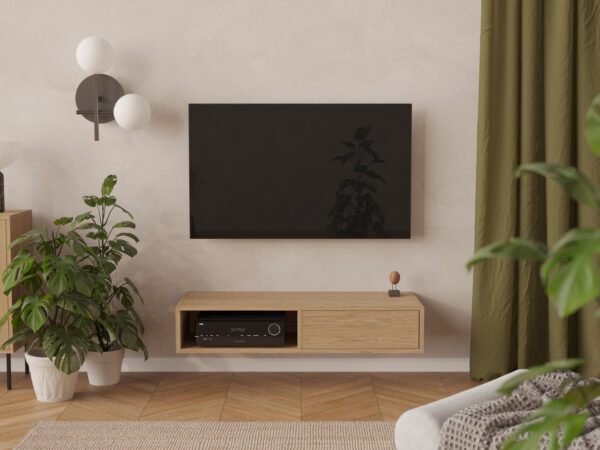 Meuble TV suspendu moderne en bois 120 cm