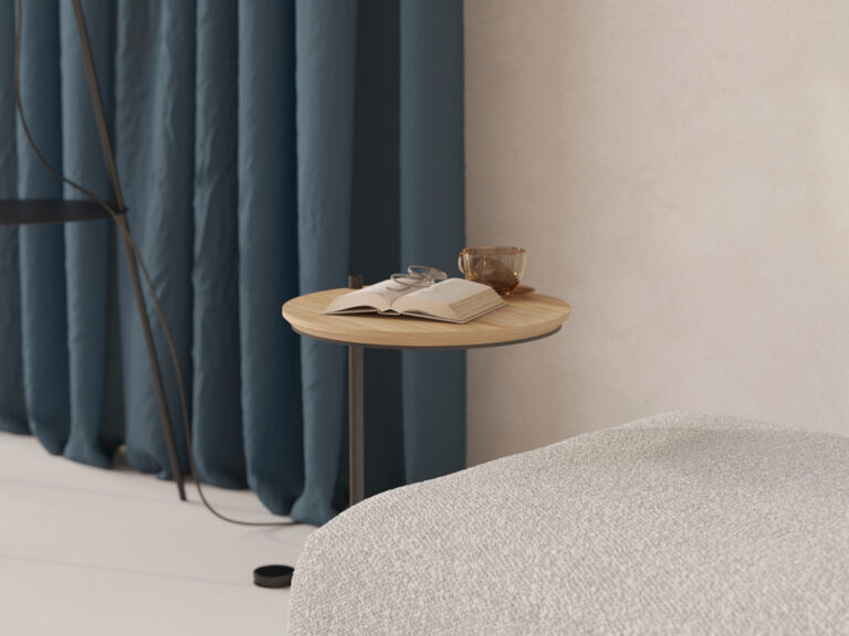 Table d&rsquo;appoint ronde moderne avec plateau rond en bois
