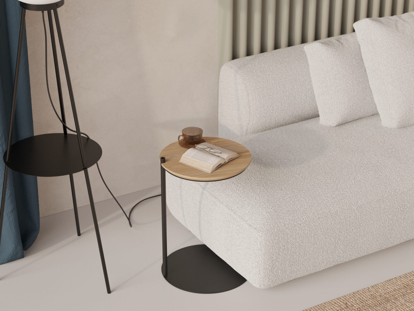 Table d&rsquo;appoint ronde moderne avec plateau rond en bois