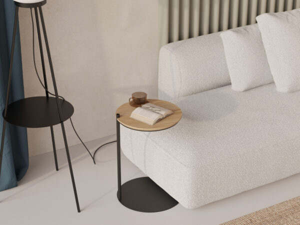 Table d’appoint ronde moderne avec plateau rond en bois