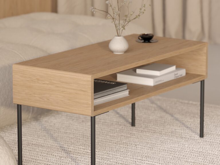 Table basse en bois avec pieds en métal
