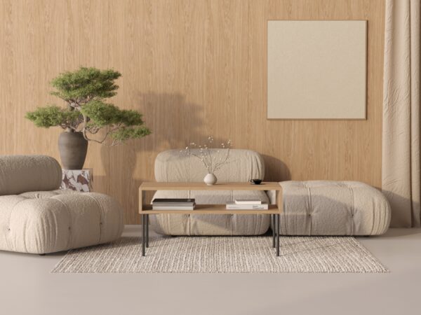Table basse en bois avec pieds en métal