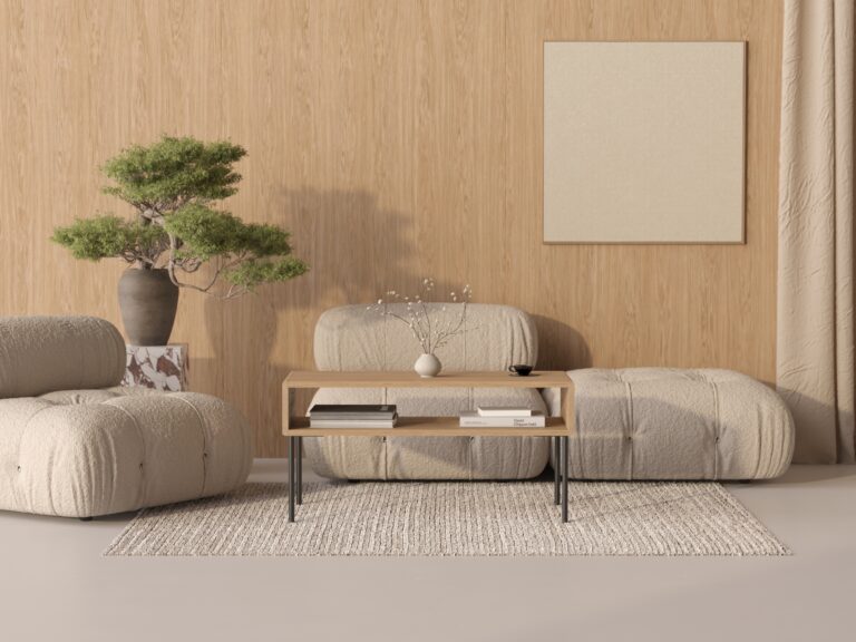 Table basse en bois avec pieds en métal