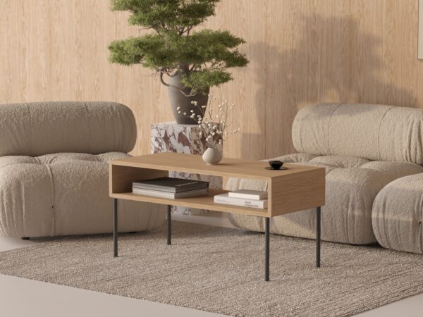 Table basse en bois avec pieds en métal