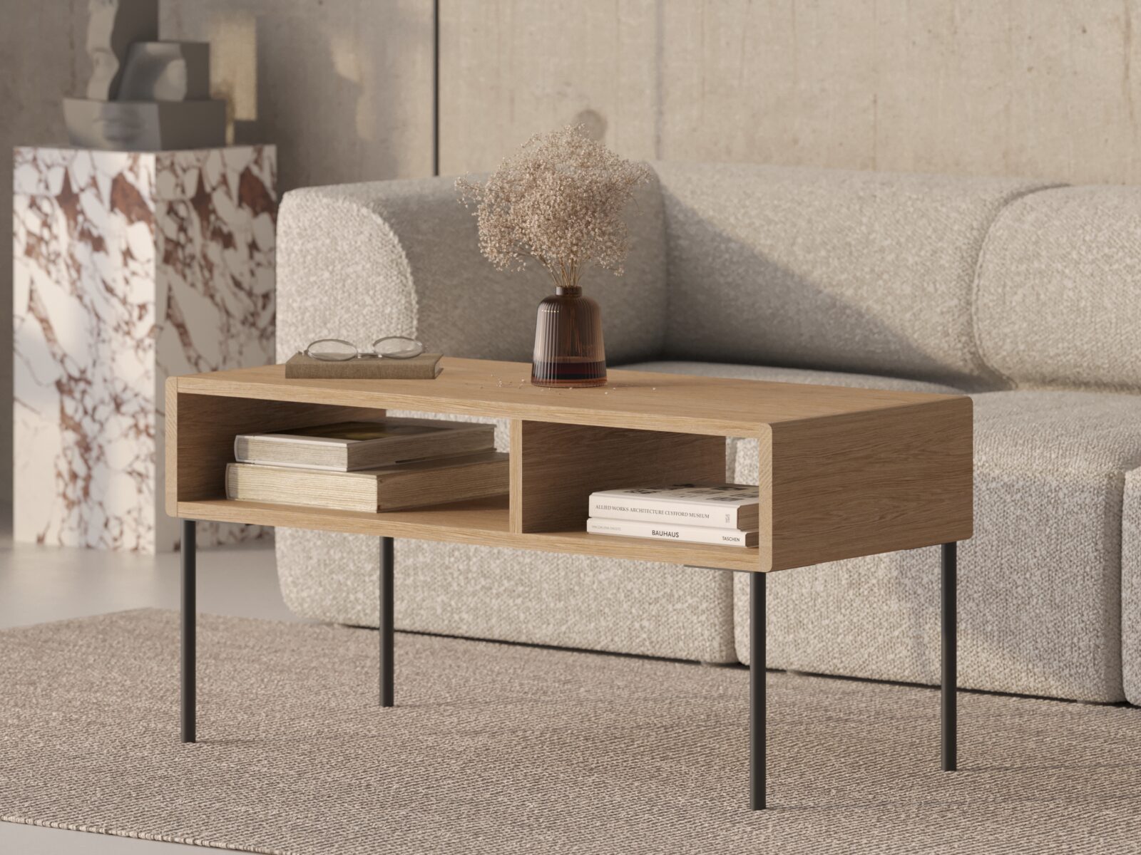 Table basse en bois, style industriel