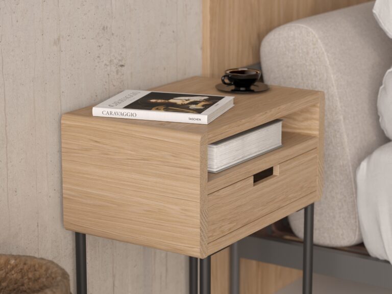 Table de chevet en bois, style industriel