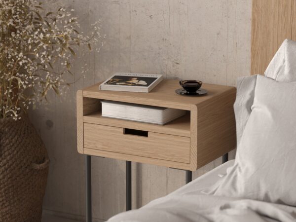 Table de chevet en bois, style industriel