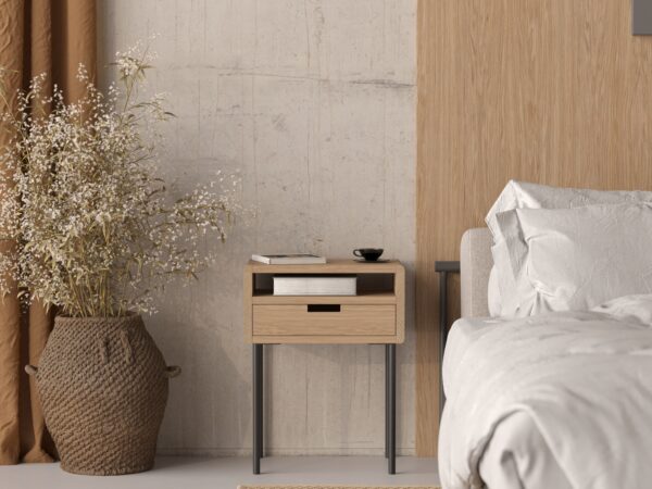 Table de chevet en bois, style industriel