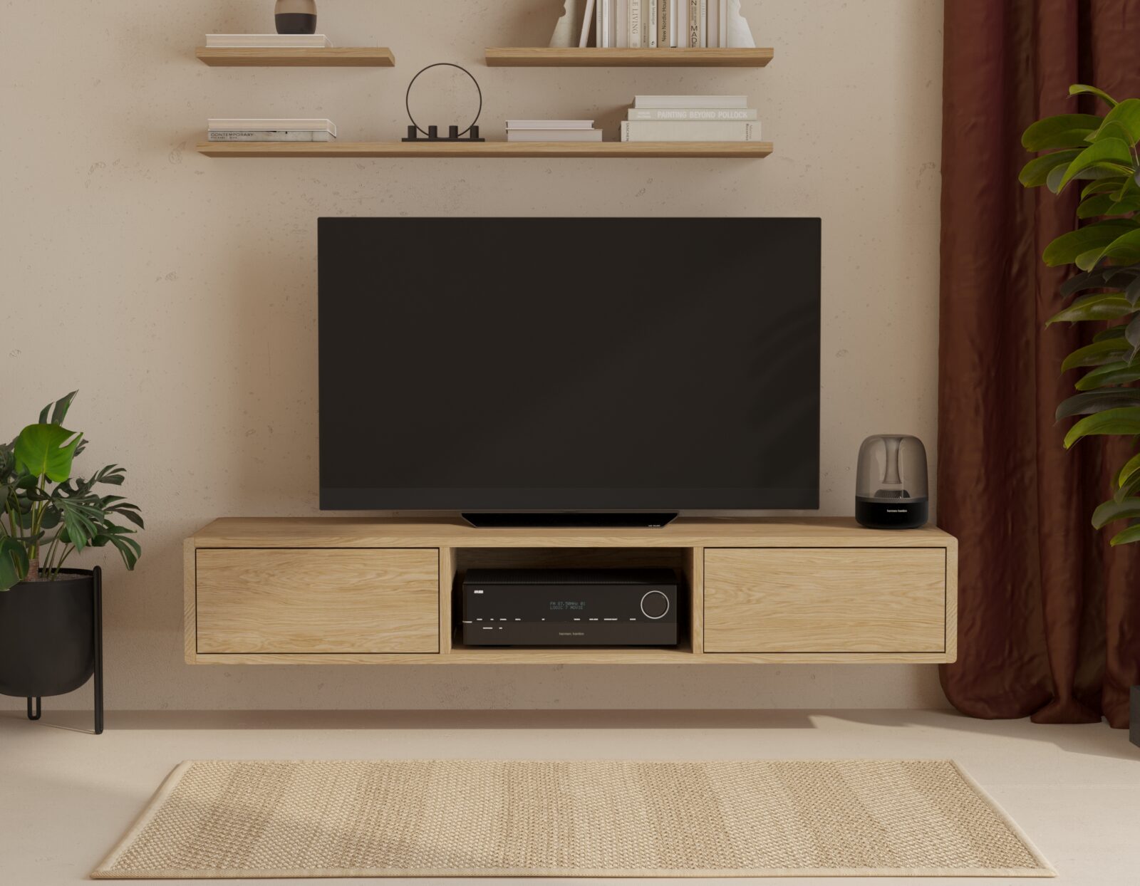 Meuble TV suspendu moderne 150 cm