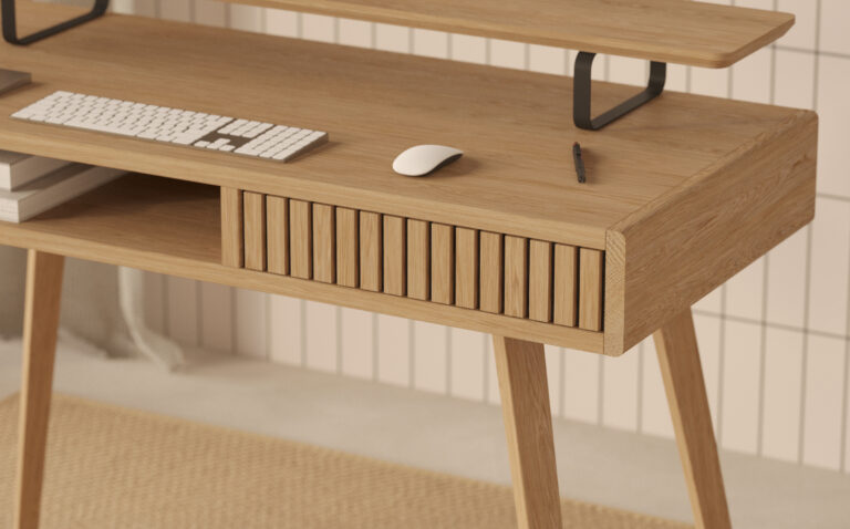 Bureau en bois 110 cm avec lames de chêne