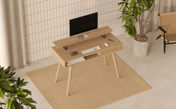Bureau en bois 110 cm avec lames de chêne