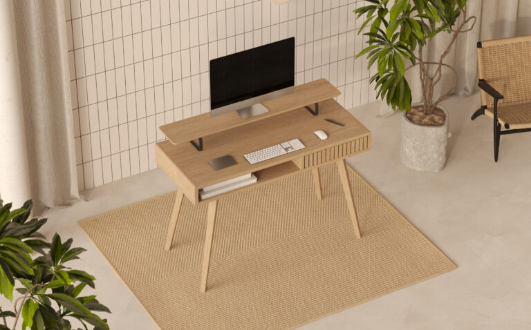 Bureau en bois 110 cm avec lames de chêne