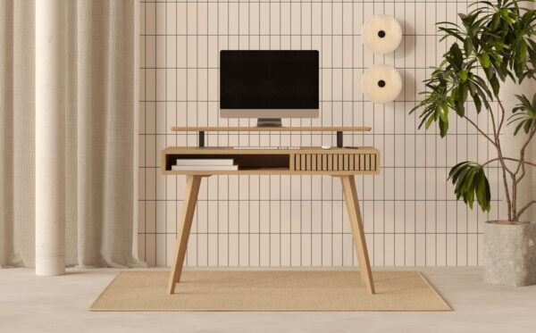 Bureau en bois 110 cm avec lames de chêne