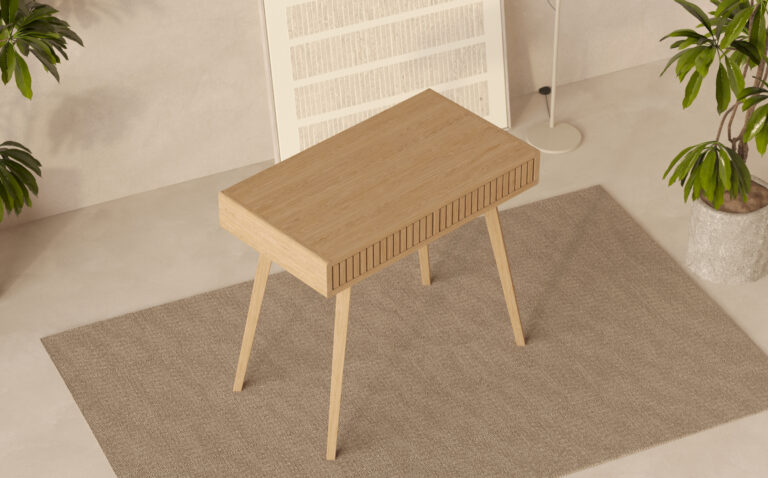 Bureau moderne avec façades de tiroirs en lames de chêne