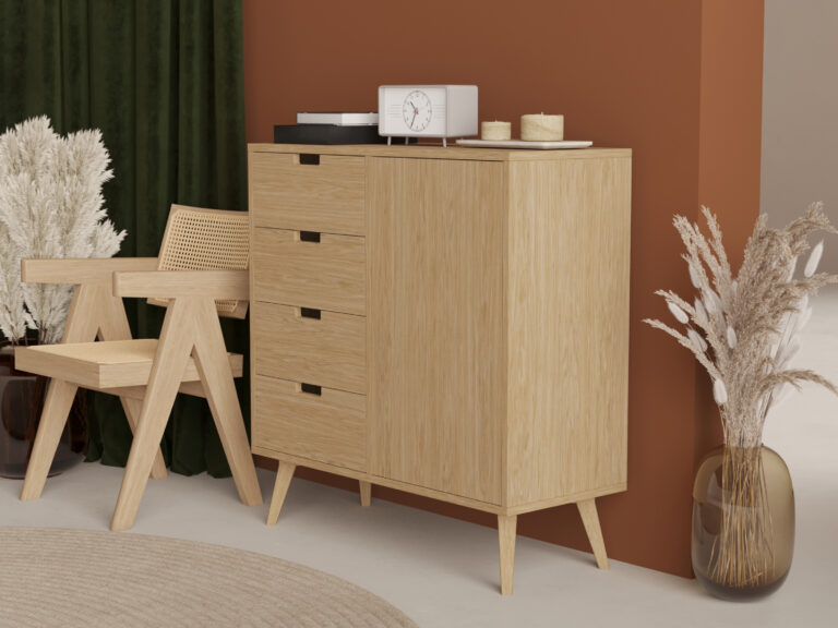 Commode haute en bois 100 cm