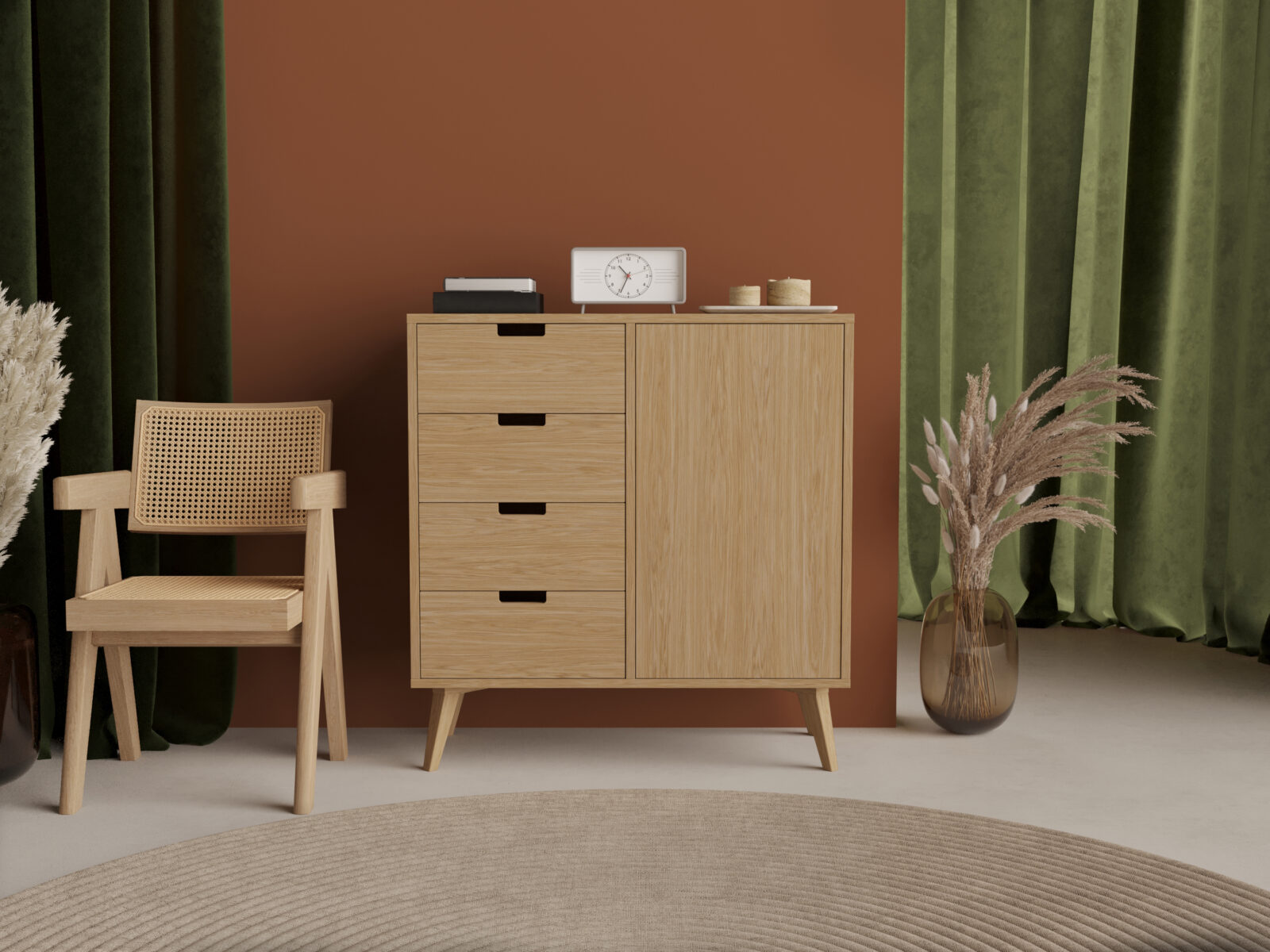 Commode haute en bois 100 cm